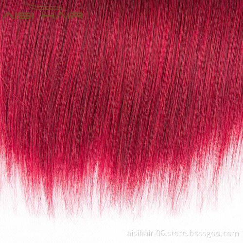 Aisi Hair  Price 8a Grade 3 Bundles Red Double Drawn Brazilian Hair Weave Bundles